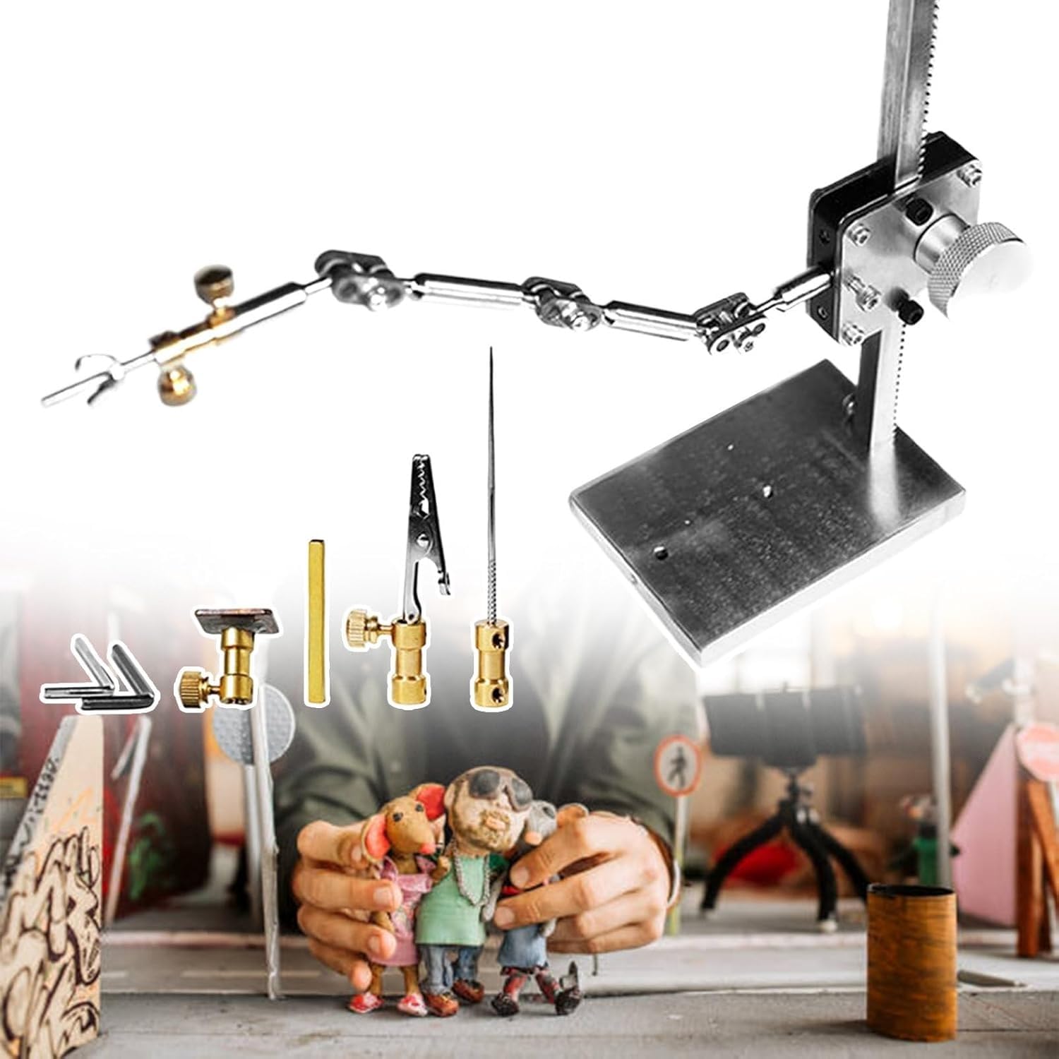 WLYPE Professional Stop Motion Animation Armature Rigging System with Stainless Steel Arm - Includes Connectors(5pcs)&25cm Arm Length,Animation Model Motion Rig - Max Payload 150-300g(H:16cm)