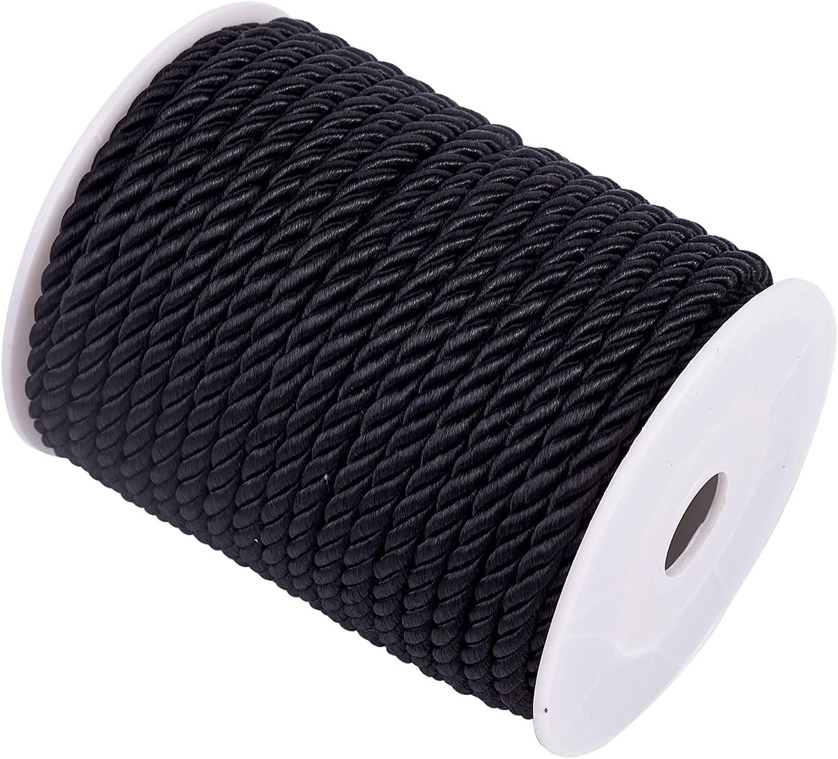 Craftdady 5mm Black Nylon Twist Cord Trim About 18 Yards Braided Twist Rope for Necklace Bracelet Making