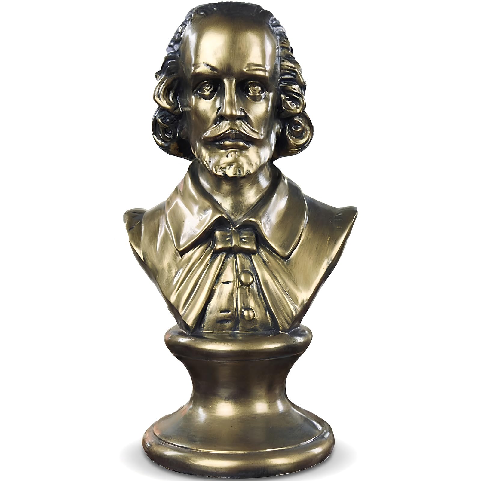 ZKSYLSM Shakespeare Bust Bronze Statue - 12 inches Resin Sculpture for Library and Piano Decor