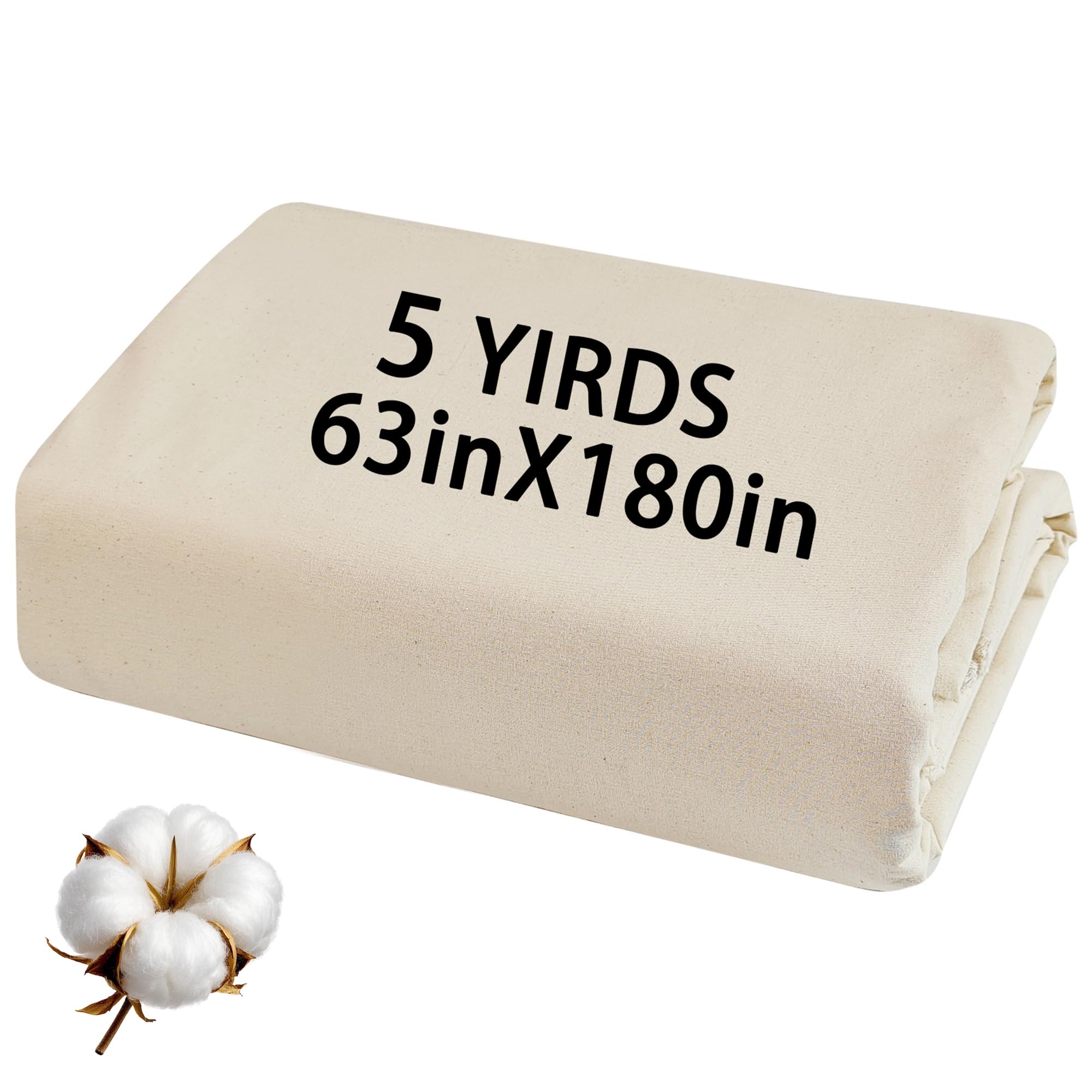 100% Cotton Muslin Fabric Natural Unbleached Linen Fabric by The Yard 63 inch x 5 Yards Unbleached Muslin Linen Fabric Material for Sewing Material Apparel Cloth (5 Yards)