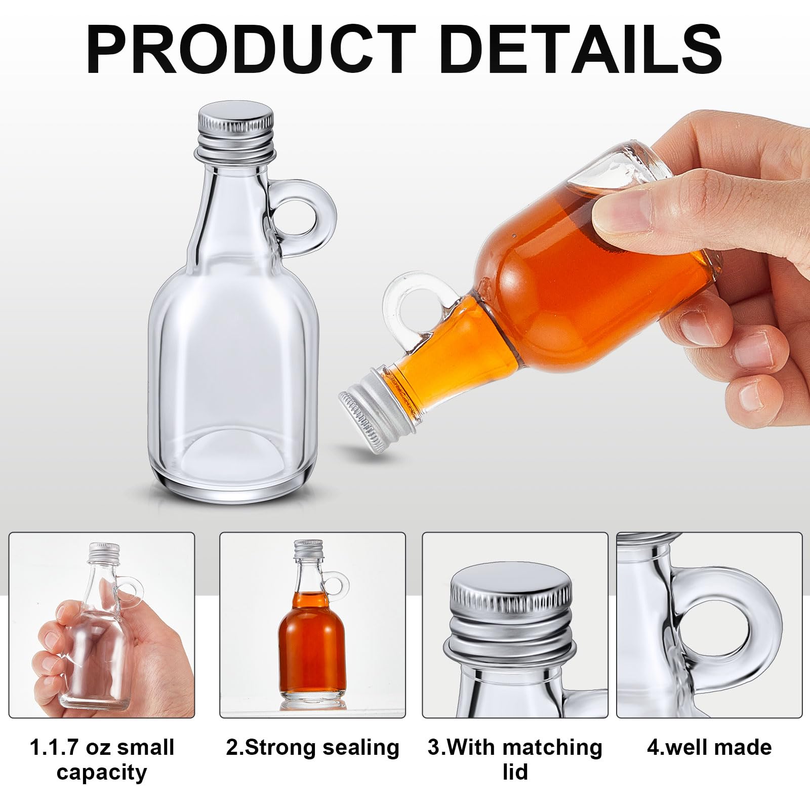 Snapklik.com : Suclain 48 Pcs 1.7oz Mini Glass Syrup Bottles Small ...