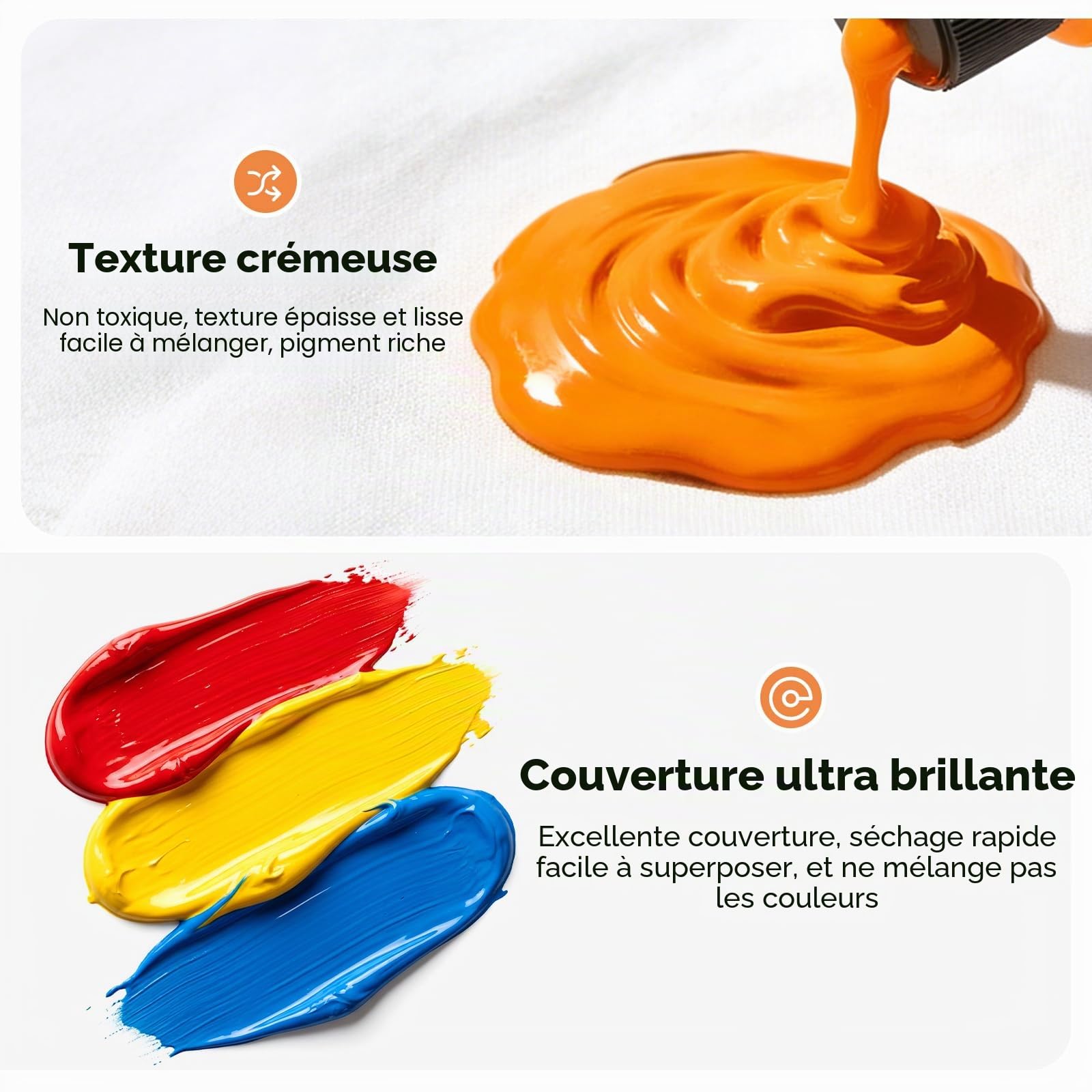 Nicpro Ensemble de peinture acrylique pour extérieur 32 couleurs en vrac avec pinceau et éponge, couteau, peinture non toxique pour plusieurs surfaces : roche, bois, tissu, cuir, travaux manuels