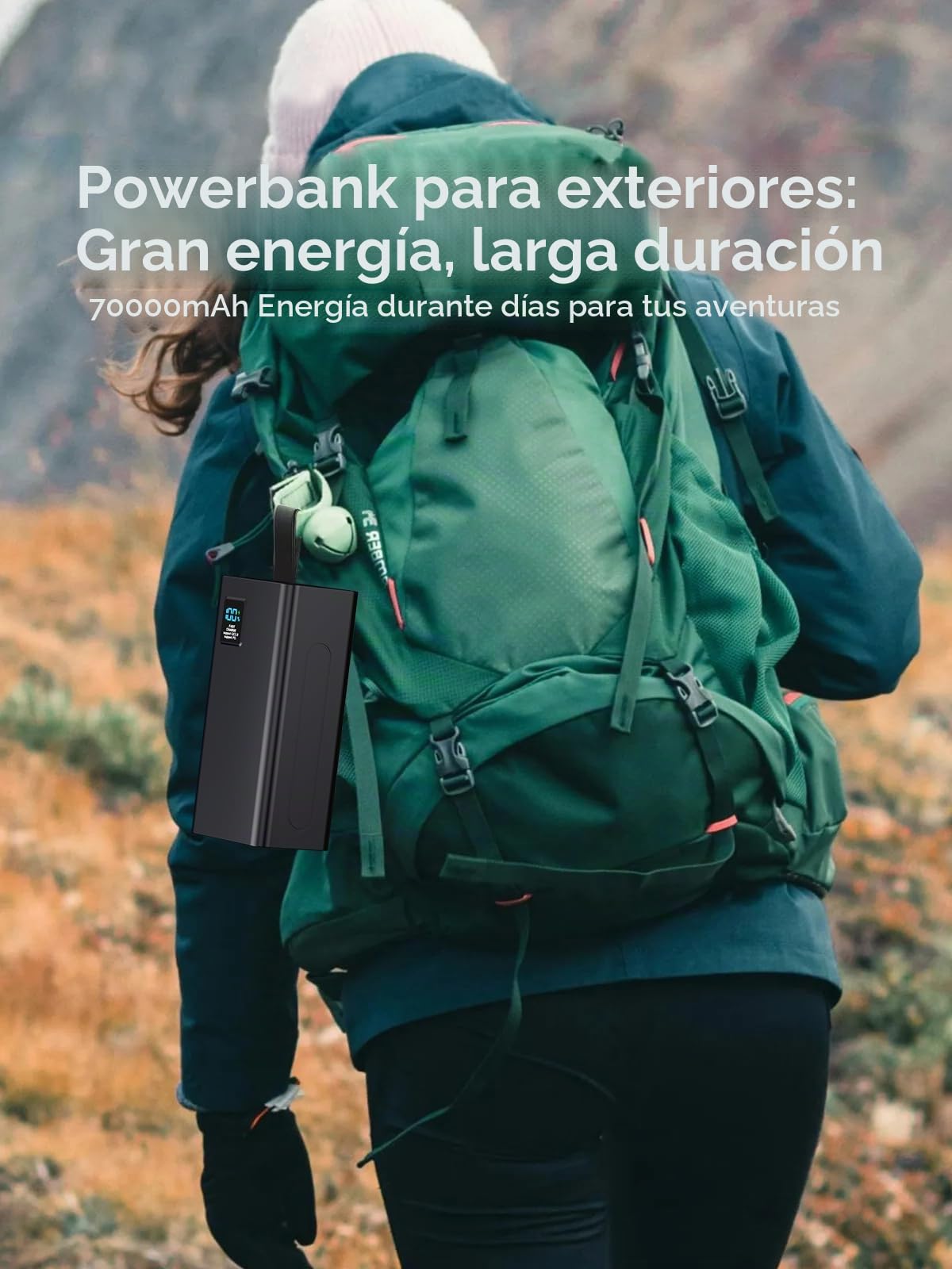 Batería externa de 70.000 mAh, batería externa para teléfono móvil PD 30 W, batería de carga rápida, USB C 5 salidas y 2 entradas con pantalla LED, cargador portátil para iPhone, camping