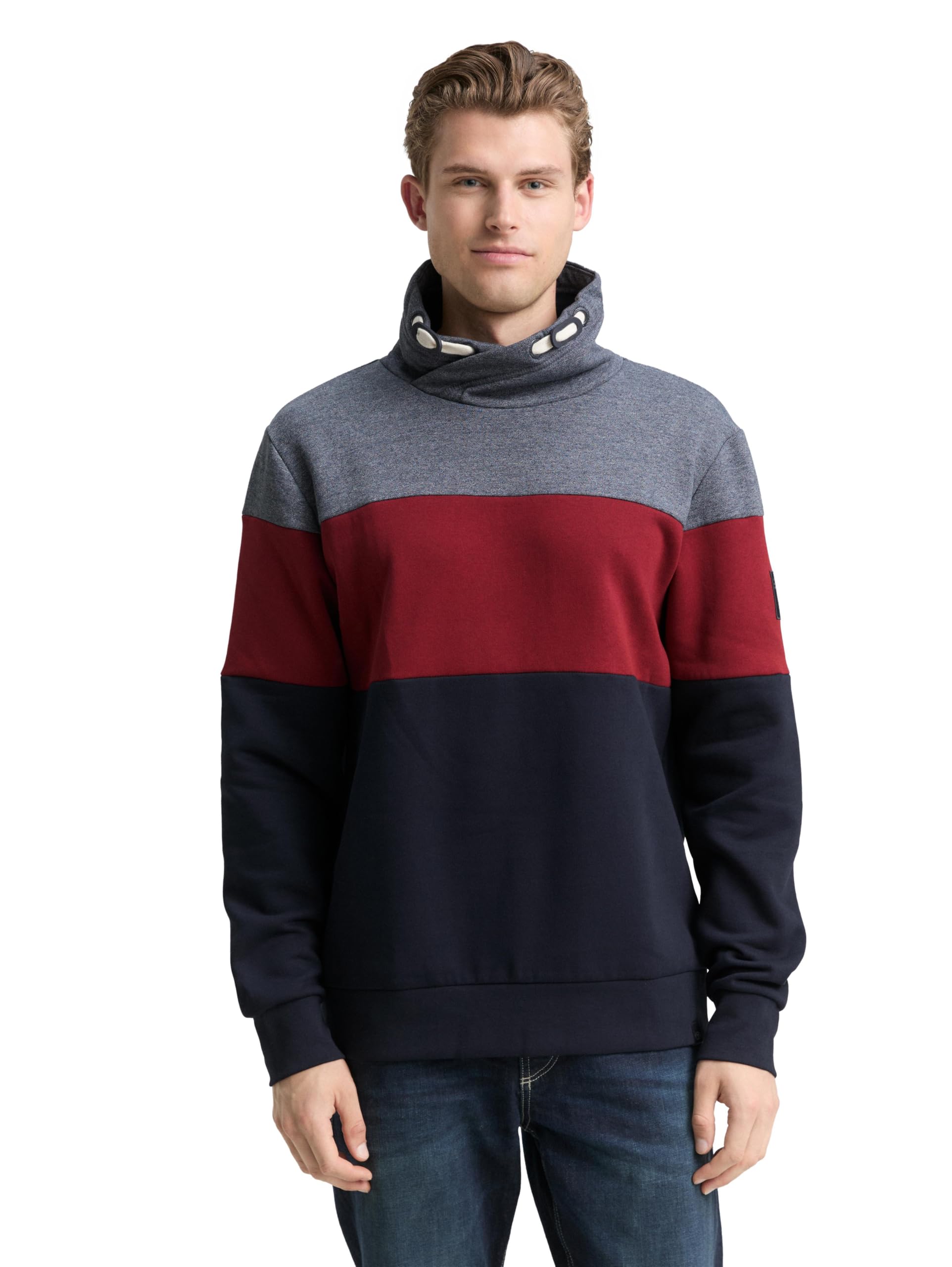 TOM TAILOR Herren 1047771 Snood Sweatshirt mit Colour Blocking