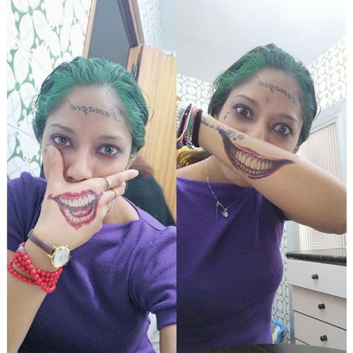 Miniatura 4 de 5 hojas de tatuajes temporales de tatuajes adhesivos perfectos para Halloween, cosplay, disfraces y accesorios de fiesta