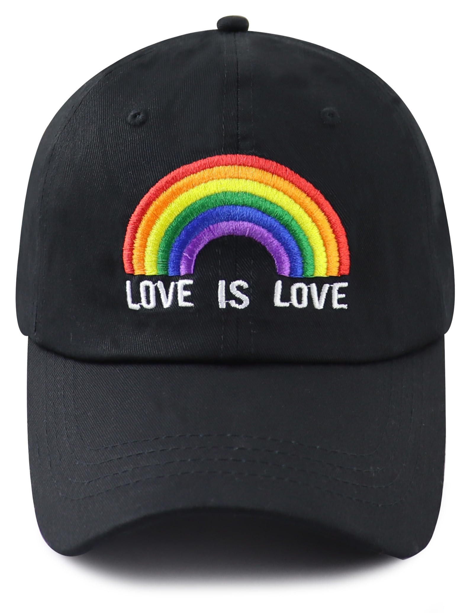 LGBT Gay Pride Rainbow Hat for Men Women, Adjustable Embroidered Love is Love Baseball Cap