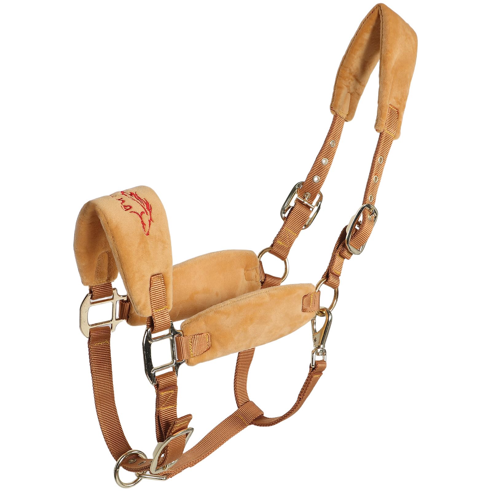Cabestro Ajustable con Acolchado para Caballos Cabezada Portátil para Entrenamiento Carreras y Exhibiciones Equipo de Equitación Amarillo