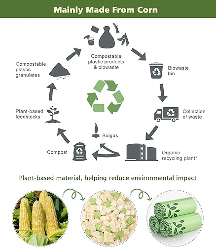 Miniatura 8 de AYOTEE Bolsas de basura pequeñas de 4 galones con asas 100 unidades de bolsas de basura de compostaje de 4 galones bolsas de basura pequeñas fuertes