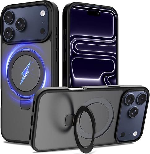 Miniatura 16 de Funda con soporte ultra magnético para iPhone 17 Pro Max [protección militar contra caídas] [compatible con MagSafe] a prueba de golpes, translúcida