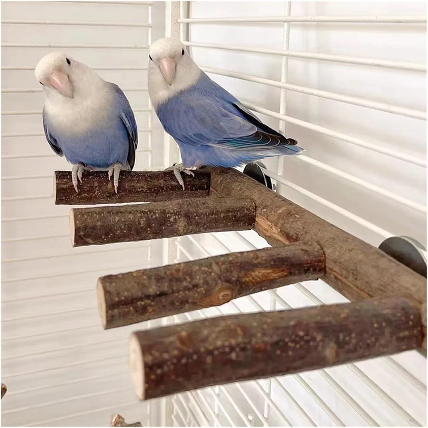 Bird Cage Platform 2 Pcs Natural Tree Wood Pet Parrot Ladders Stand Rack Squirrel Bird Hamster Branch Perches Chew Bite(32cm 7 Ladders)