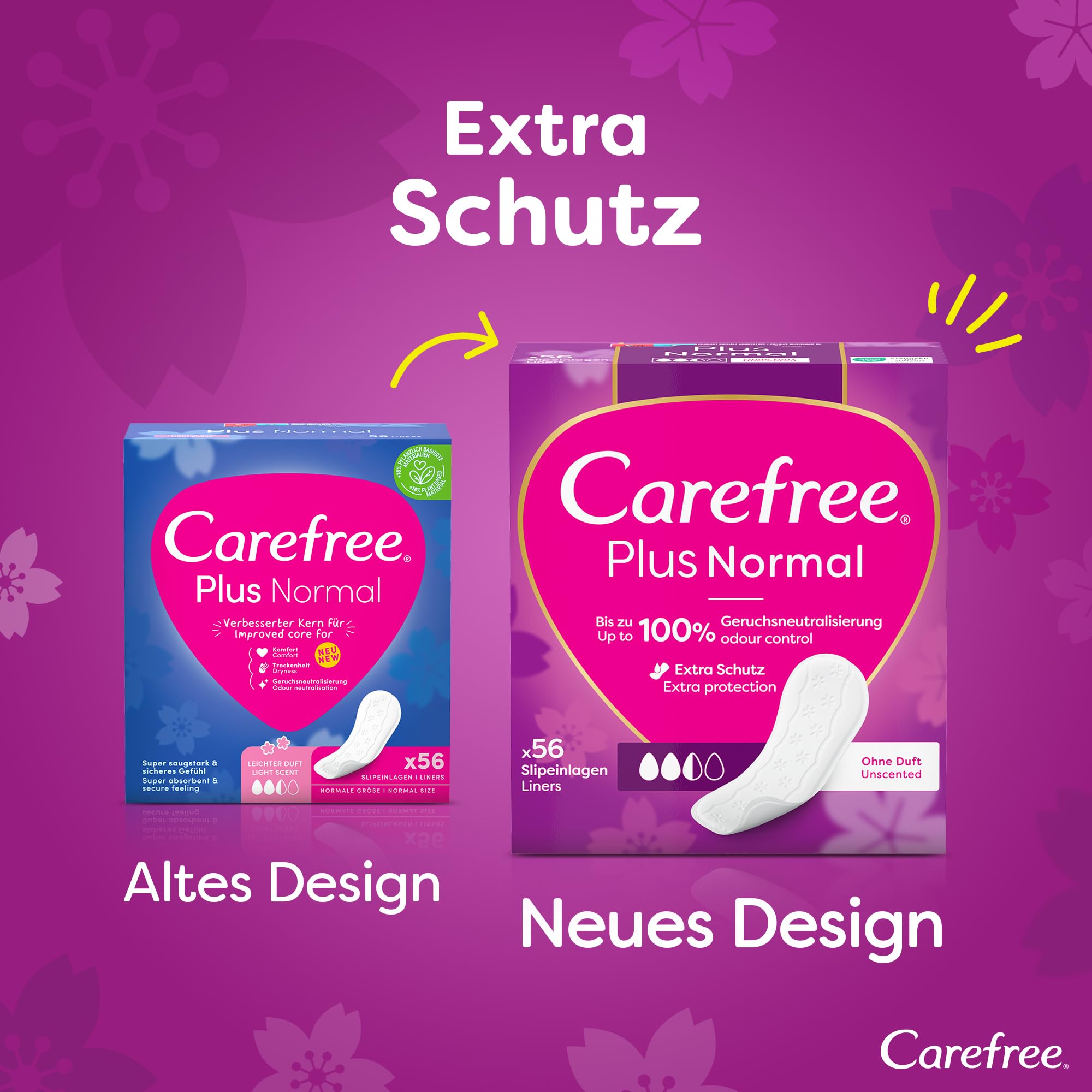 Image secondaire de Carefree Lot de 56 Protège-Slips Plus Normal au Parfum Léger - Super Absorbants