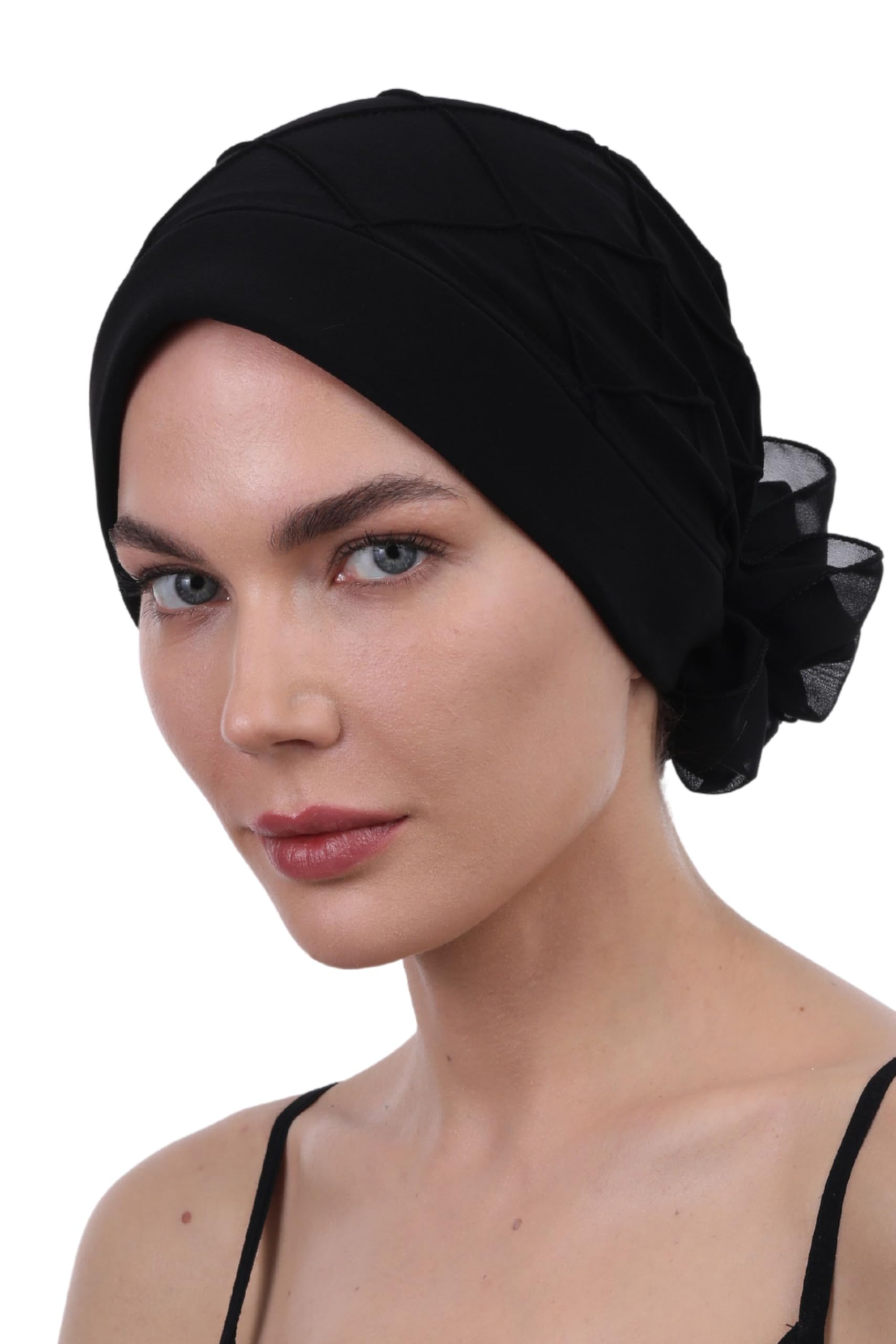 Deresina Headwear Women's Soft Black Deresina Chemo Headwear, Diamond Patterned (Soft Black)