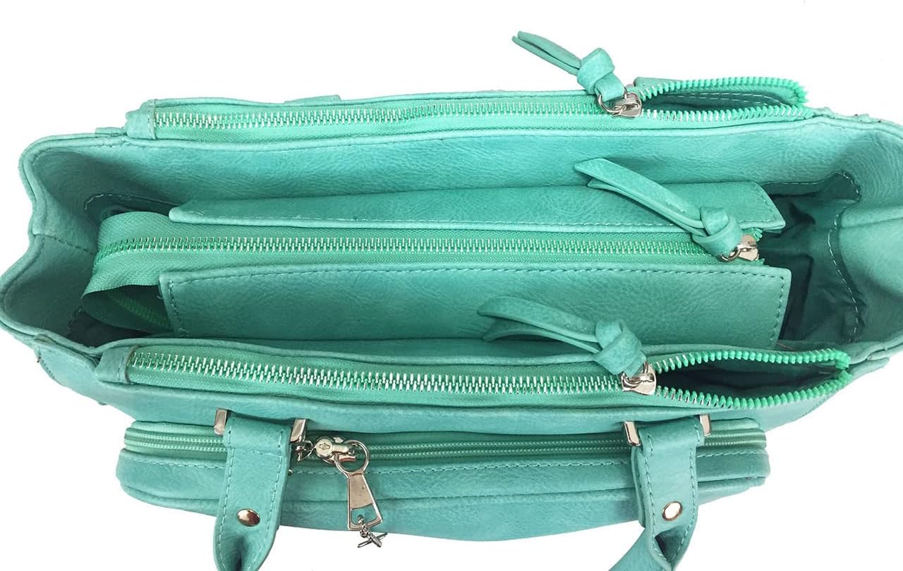 Multi Zippers Fashion Locking Faux Leather Concealed Carry Gun Shoulder Bag