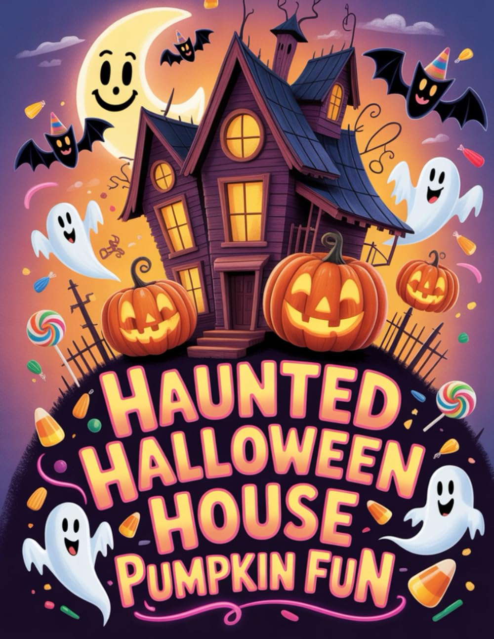 Haunted Halloween House Pumpkin Fun: Halloween coloring book for adults, spooky Halloween scenes, haunted house coloring pages, pumpkin designs for ... coloring book, Halloween coloring activity