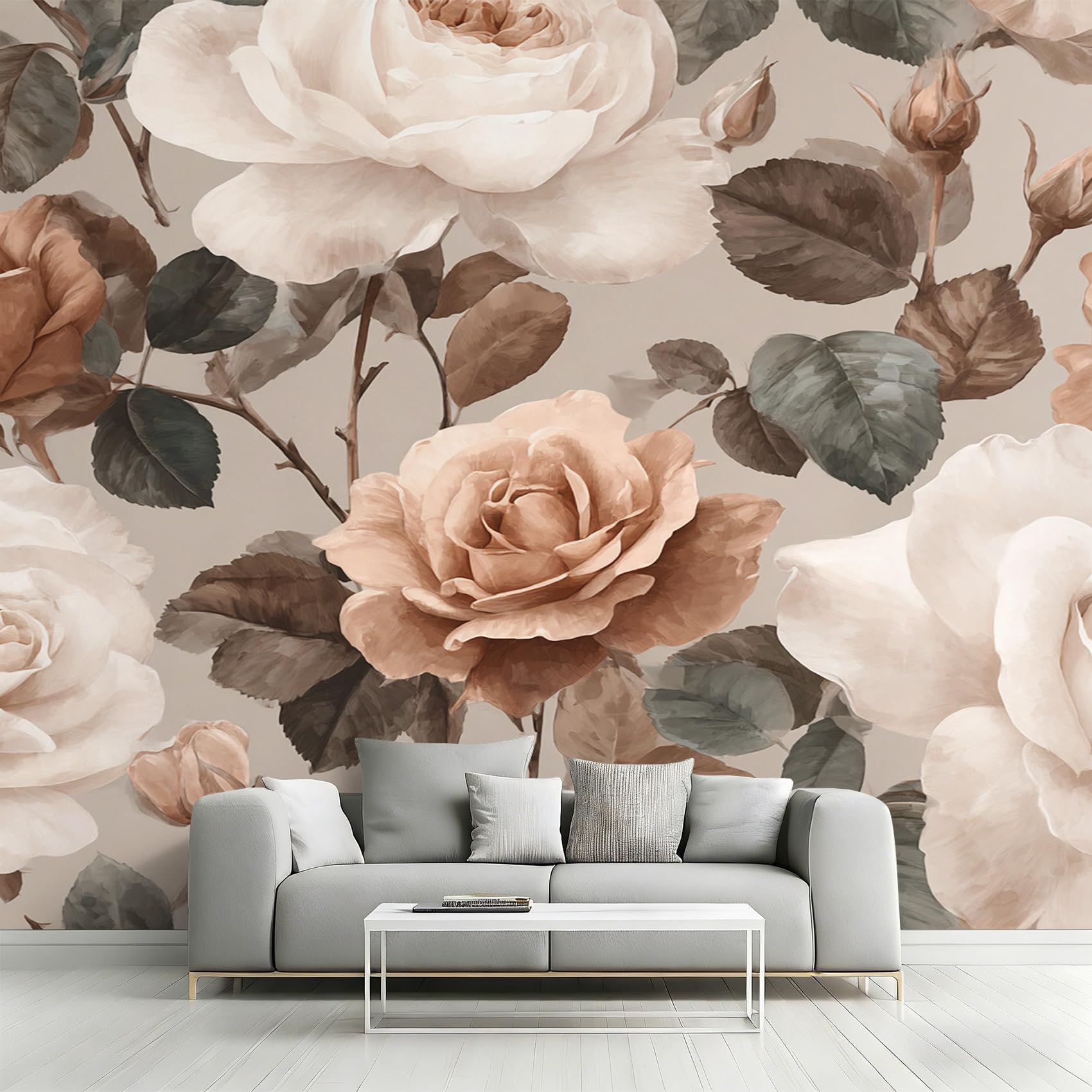 Décoration murale salon chambre avec papier peint panoramique rose XXL