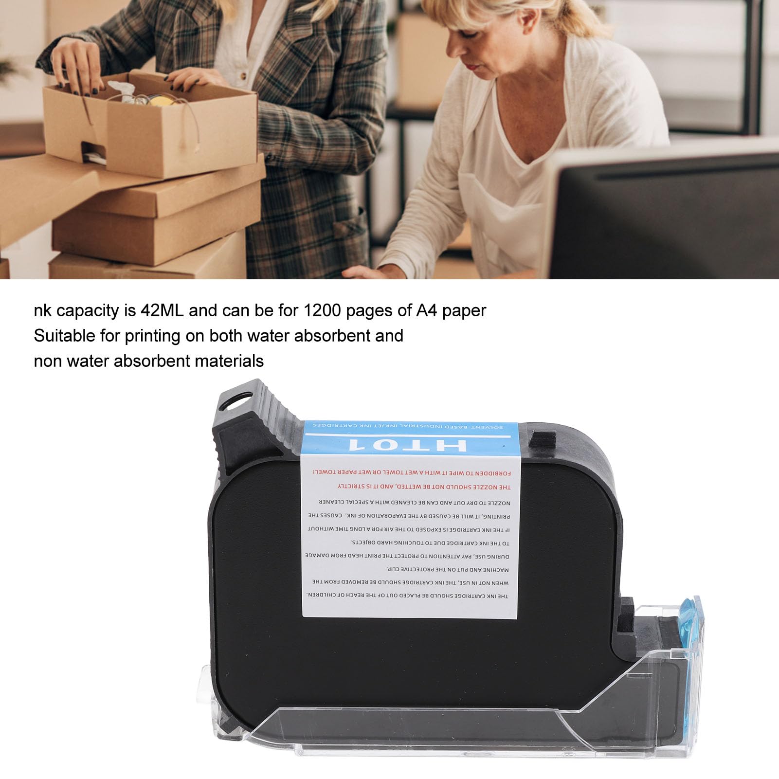 Jiawu Handheld -Drucker -Tinte Rapid Trocknen 42 Ml Kapazität für den Ersatz für den Industriellen Klassendrucker, Geeignet für Holzmetallleder Geeignet (Black)