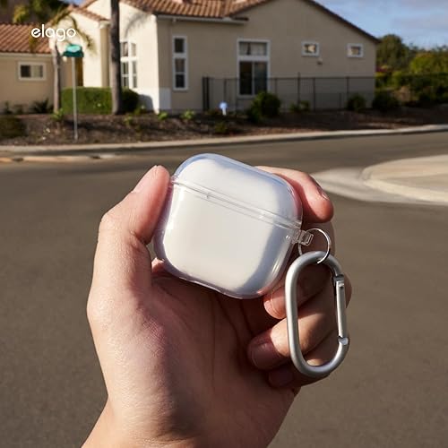 Miniatura 9 de elago Funda transparente para AirPods 4, compatible con AirPods de 4ª generación, mosquetón incluido, reducción del amarilleo, carga inalámbrica,