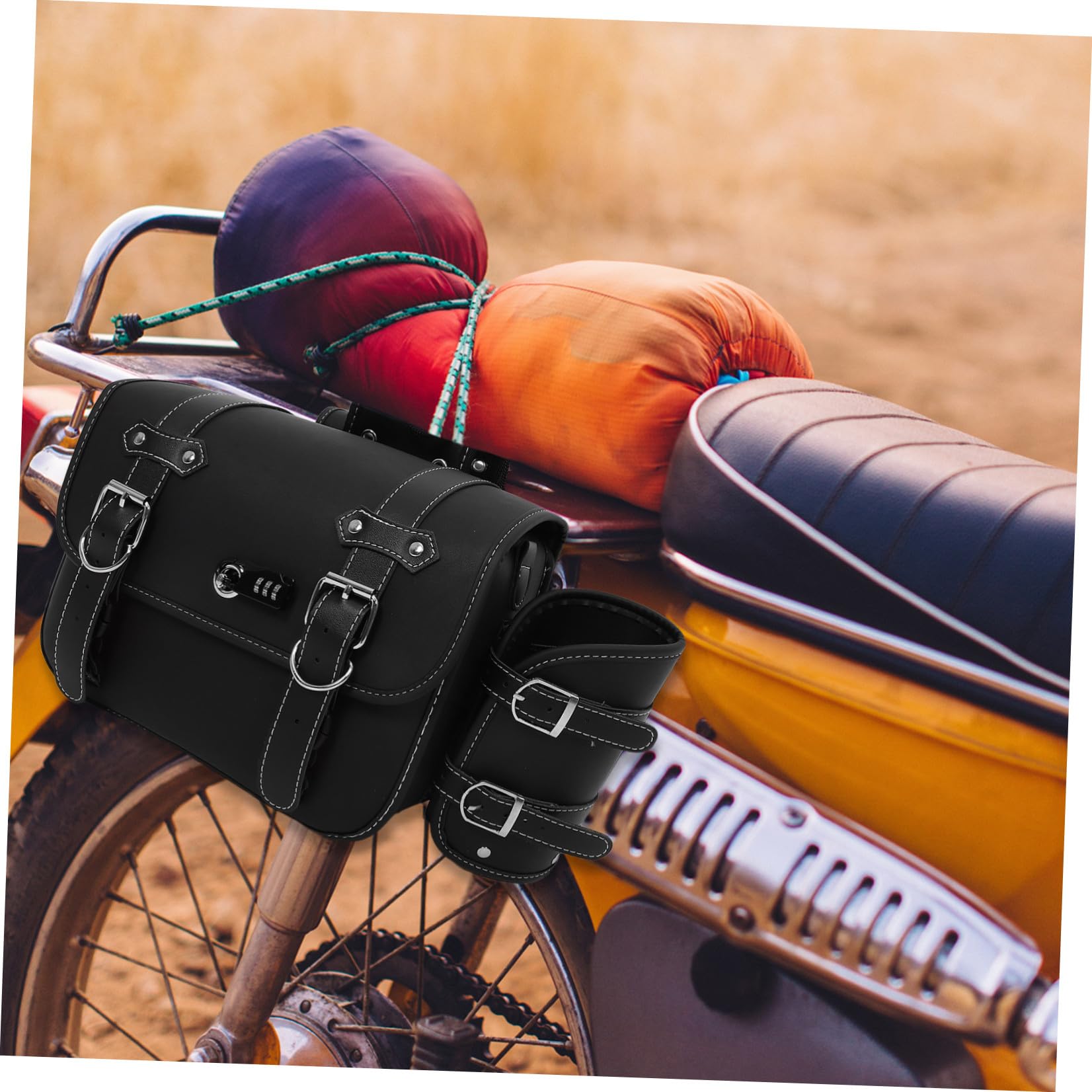 MAGICLULU Wodoodpornych Toreb Bocznych z Motocykl Skórzany Sakwicznik Boczny z Funkcją Przechowywania Worek Do Motocykla Drobne Przedmioty