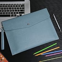 Vista 3 de Wonderpool Carpeta de documentos de piel sintética A4 con sobres de gran capacidad, bolsa de viaje para organizador de papelería y funda para Azul
