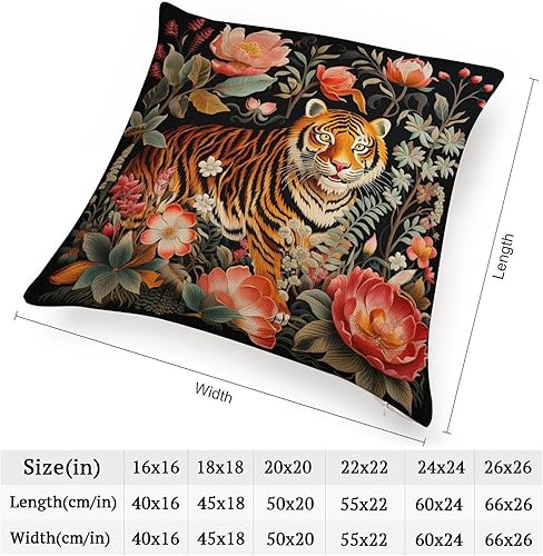 Miniatura 4 de popeven Funda de almohada con cremallera y diseño de animales con cremallera, diseño de rayas de tigre colorido, chinoiserie, para el hogar,