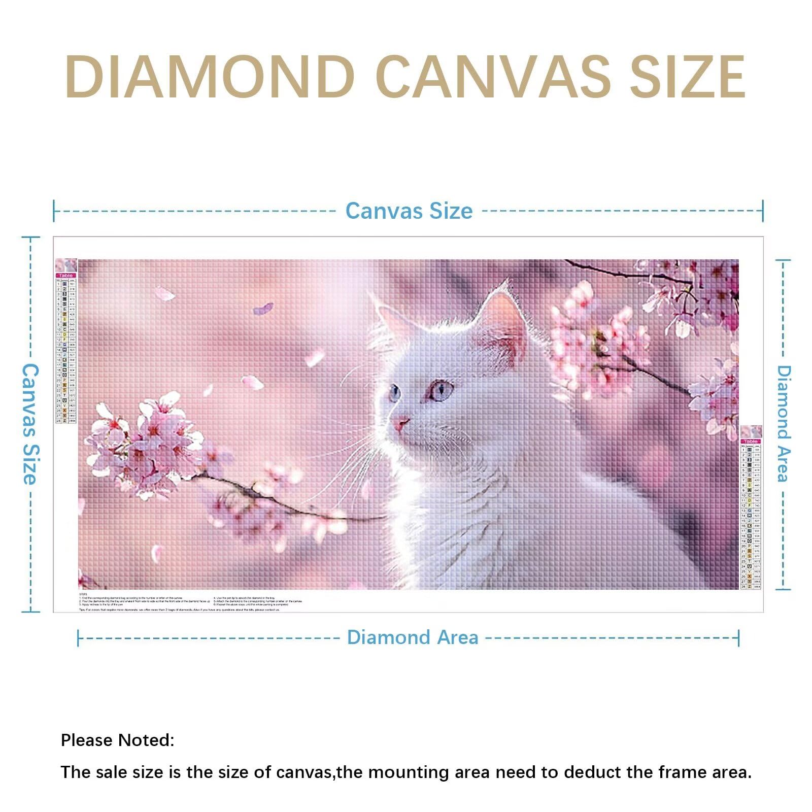 Diamond Painting Grande 120x60cm Gato Diamond Painting Adultos, DIY Flor Pintura de Diamante Manualidades Adultos, 5D Cuadrado Rhinestone Bordado Punto de Cruz Art para Home Decoration Regalo 0J-765