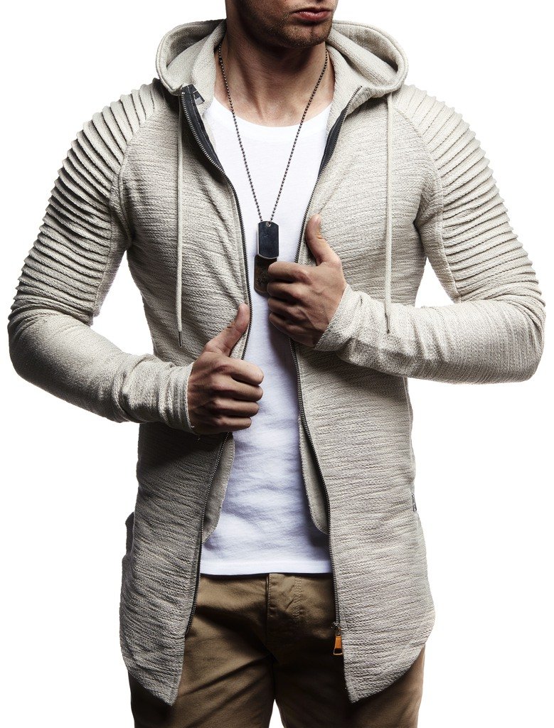 Leif Nelson Herren Sweatjacke mit Kapuze Slim Fit Baumwolle-Anteil Modernes Hoodie-Cardigan Langarm Männer Schwarze Freizeit-Kapuzen-Jacke für Winter Sommer LN8149