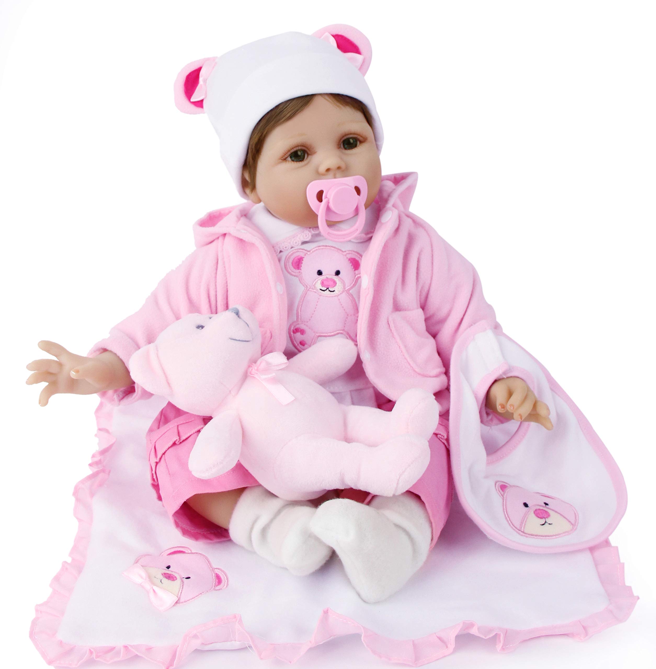 Bambole Reborn Femmine Originali- Ragazze Carine 22 Pollici 55 cm,Silicone Morbido Vinile,Bambole che sembrano vere Fatto a Mano Neonati,Regali di Natale,Reborn toddler