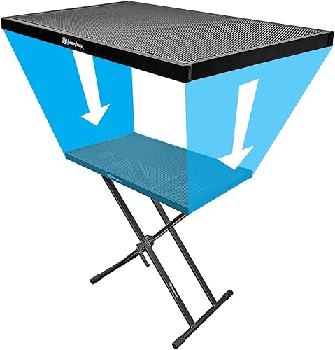 Miniatura 3 de AxcessAbles - Soporte de mesa portátil para DJ con soporte de teclado doble X y bandeja de mesa de medios ventilados, funciona como un escritorio