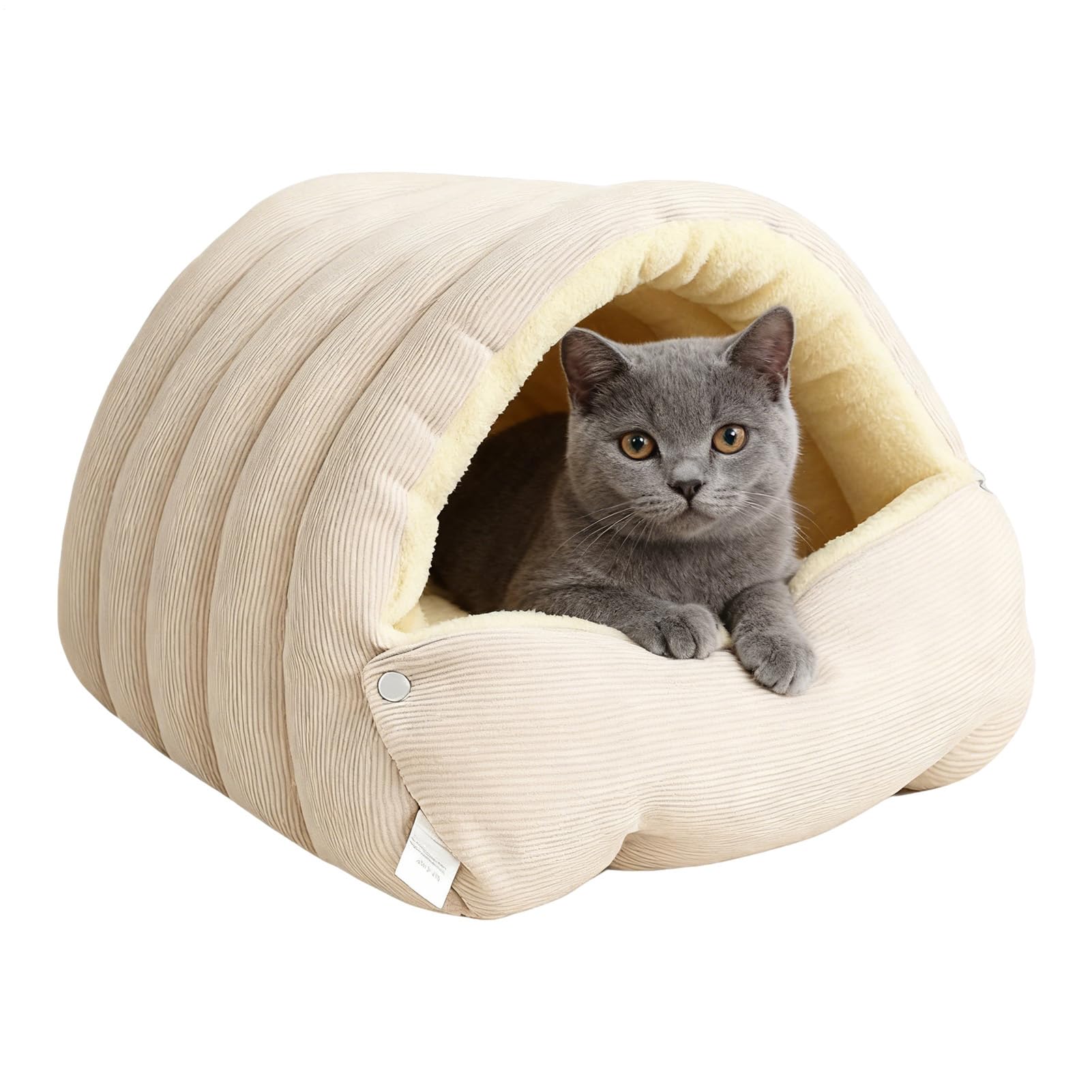 Panier pour Chat Douillet - 45x30x19cm Tente Moelleuse Et Chaude avec Coussin Amovible | Conception Coupe-Vent | Tente Douce Et Chaude pour Chats D'Intérieur & Petits Chiens