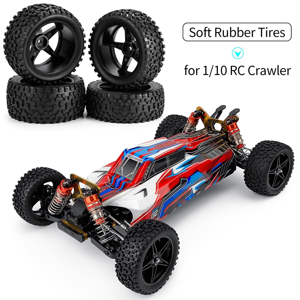 MOHERO 4Pcs 1/10 RC Wheels and Tires Sets for TT02 1/10 RC On Road Racing Car Drift Touring Car Upgrade Part (B)