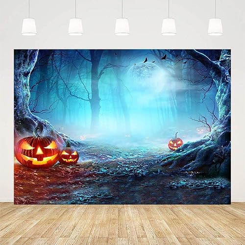 Miniatura 2 de SENDY Telón de fondo de Halloween de 7 x 5 pies para fotografía, noche de terror, decoración de fiesta de bosque aterrador, día de todos los santos,