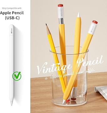 ELETIUO Silicone Case Compatible with Apple Pencil (USB-C),Protective Holder Grip Sleeve with Cap,Anti-Slip Cover Supports Magnetic Compatible with Apple Pencil 3rd Generation,Vintage Yellow