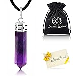 Sugandha Wellness Amethyst Healing Crystal Necklace - Protection, Stress Relief & Luck. Brings Clarity. Calms Mind. Jewelry Gift for Yoga, Meditation & Reiki