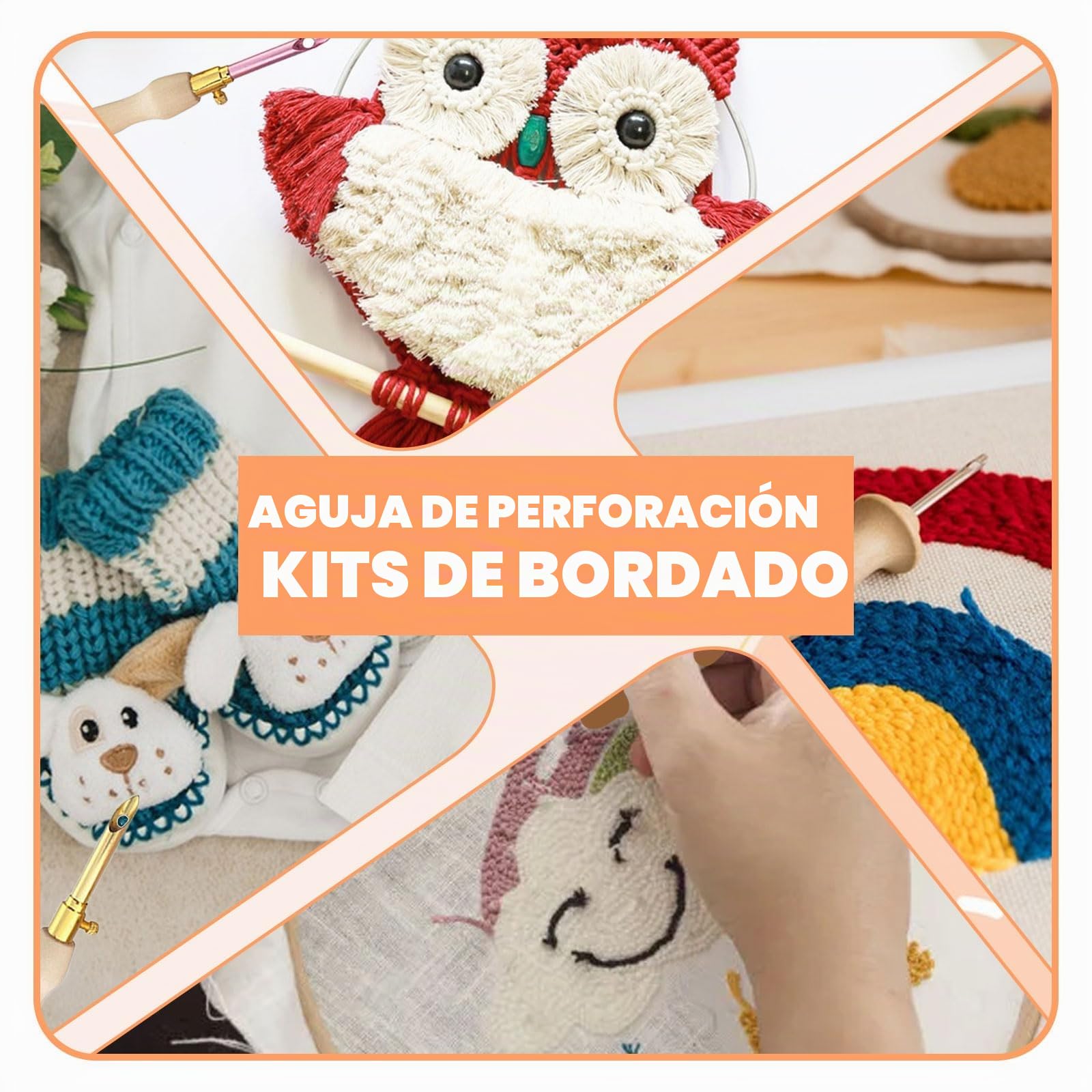 Aguja Magica de Bordar, 35 Piezas Kit de Agujas para Bordar Perforación DIY Kit de Bordado con Aguja de Punzón, Kit para Bordar con Aguja Magica para Principiantes de Bricolaje Adultos Niños