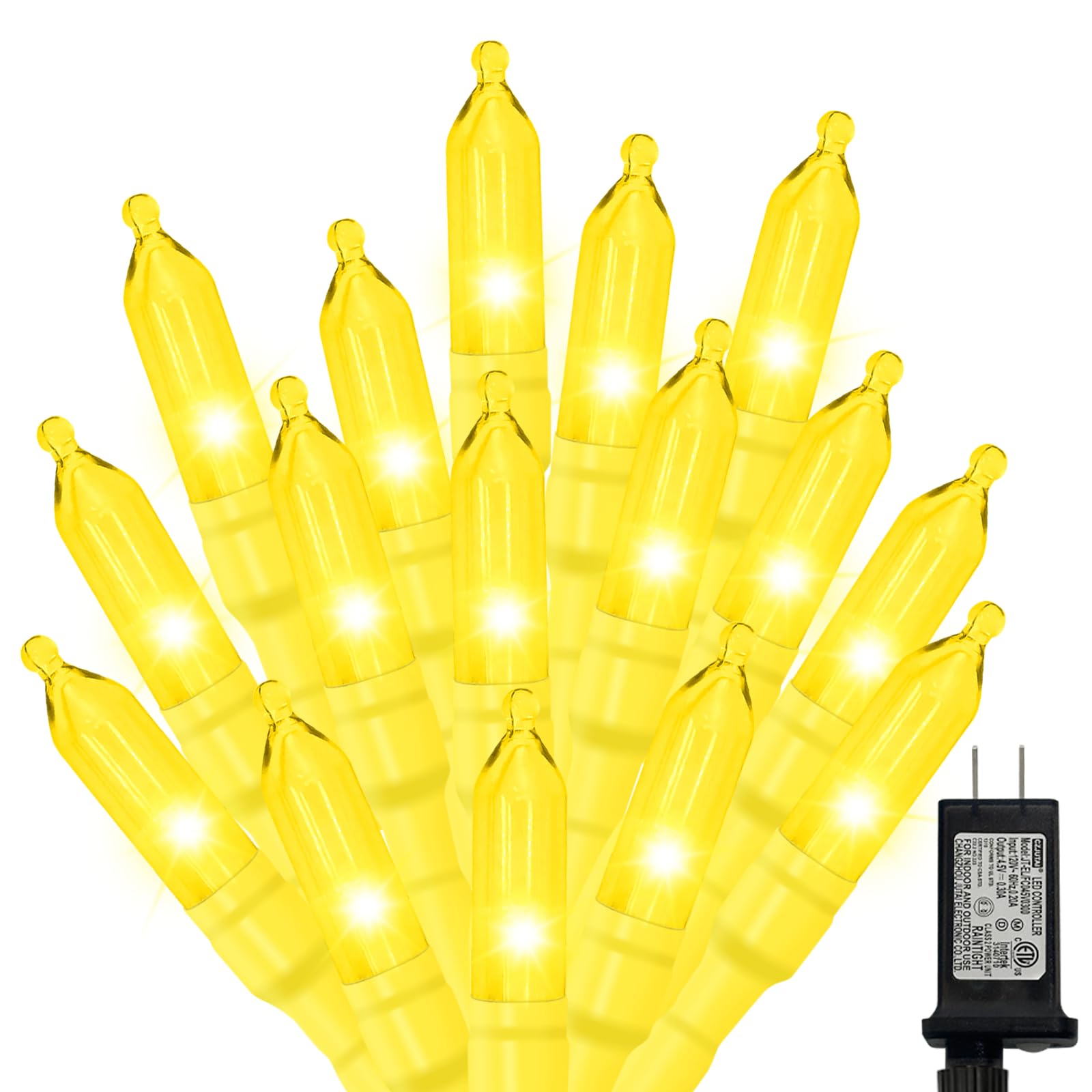 LAMPHOME Yellow Easter Lights, 32.5FT 100 LED Mini String Lights with 16 Light Modes, Yellow Fairy Lights Plug in for Outdoor Xmas Trees Garland