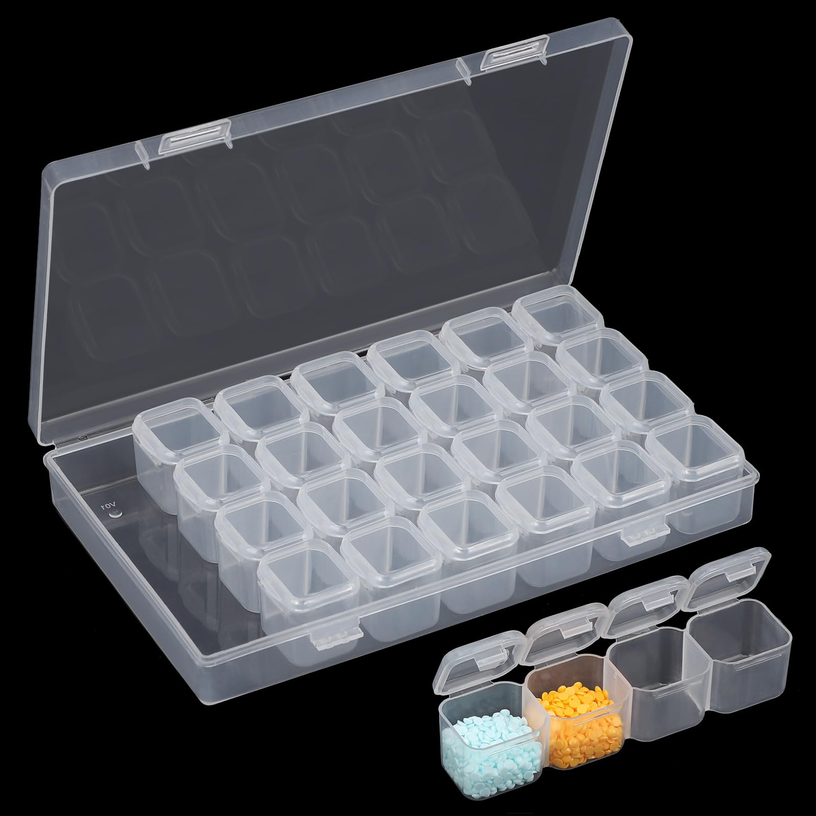 Scatola Organizer 28 Scomparti Con Coperchio - Per Perline, Nail Art, Piccoli Oggetti