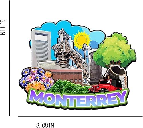 Miniatura 3 de Monterrey México Imán para nevera con imán de madera 3D, monumentos de viaje coleccionables, decoración hecha a mano -2005