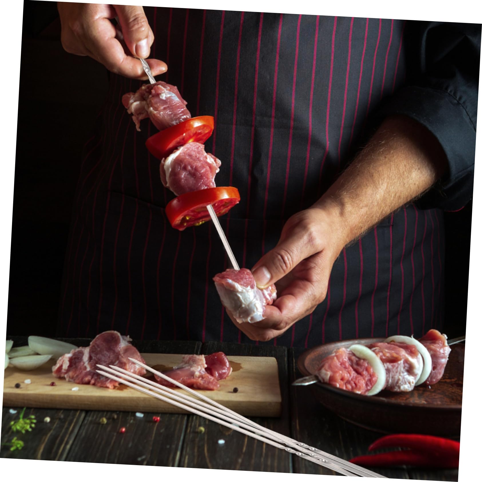 VALICLUD 50pezzi Spiedini Per Barbecue in Acciaio Spiedini Per Grigliare Per Carne e Verdure Utensili Per Grigliare Riutilizzabili