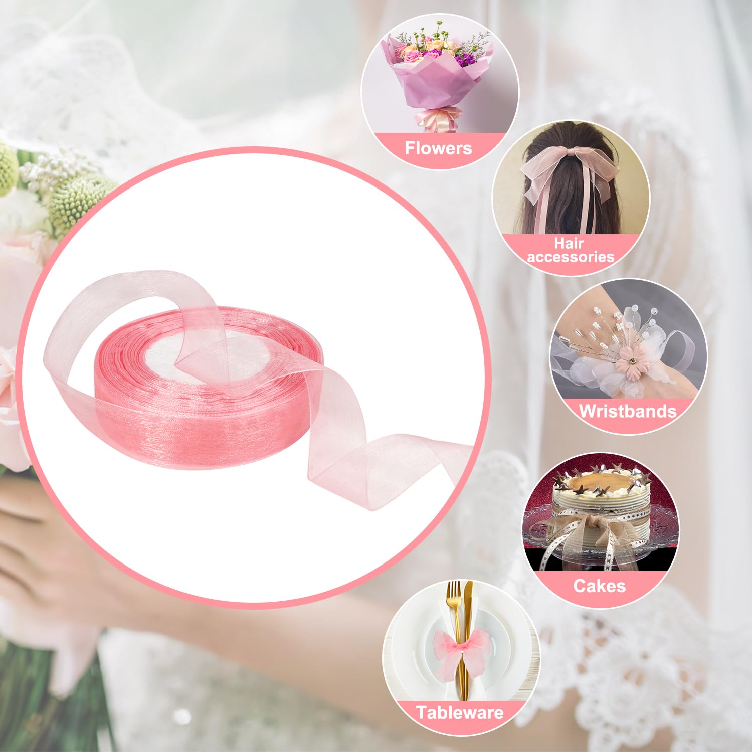 Cinta Transparente De Organza Con Borde Satinado, 100