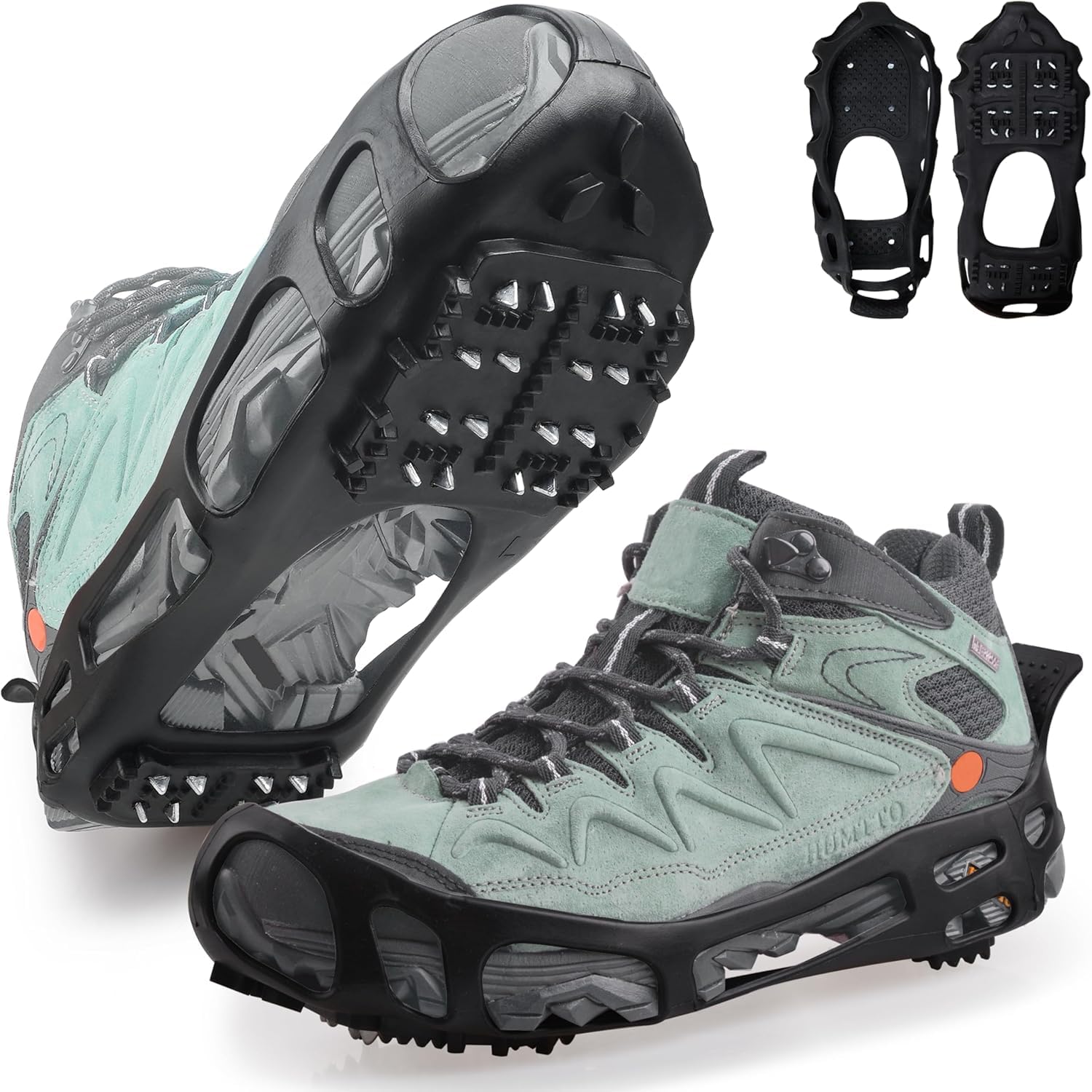 Ramponi per Scarponi 24 Denti Ramponcini da Neve Misure S/M/L/XL Ramponi da Ghiaccio Universali Ramponcini Scarpe Trekking Ice Tacchetti per Camminare, Escursionismo, Alpinismo in Inverno