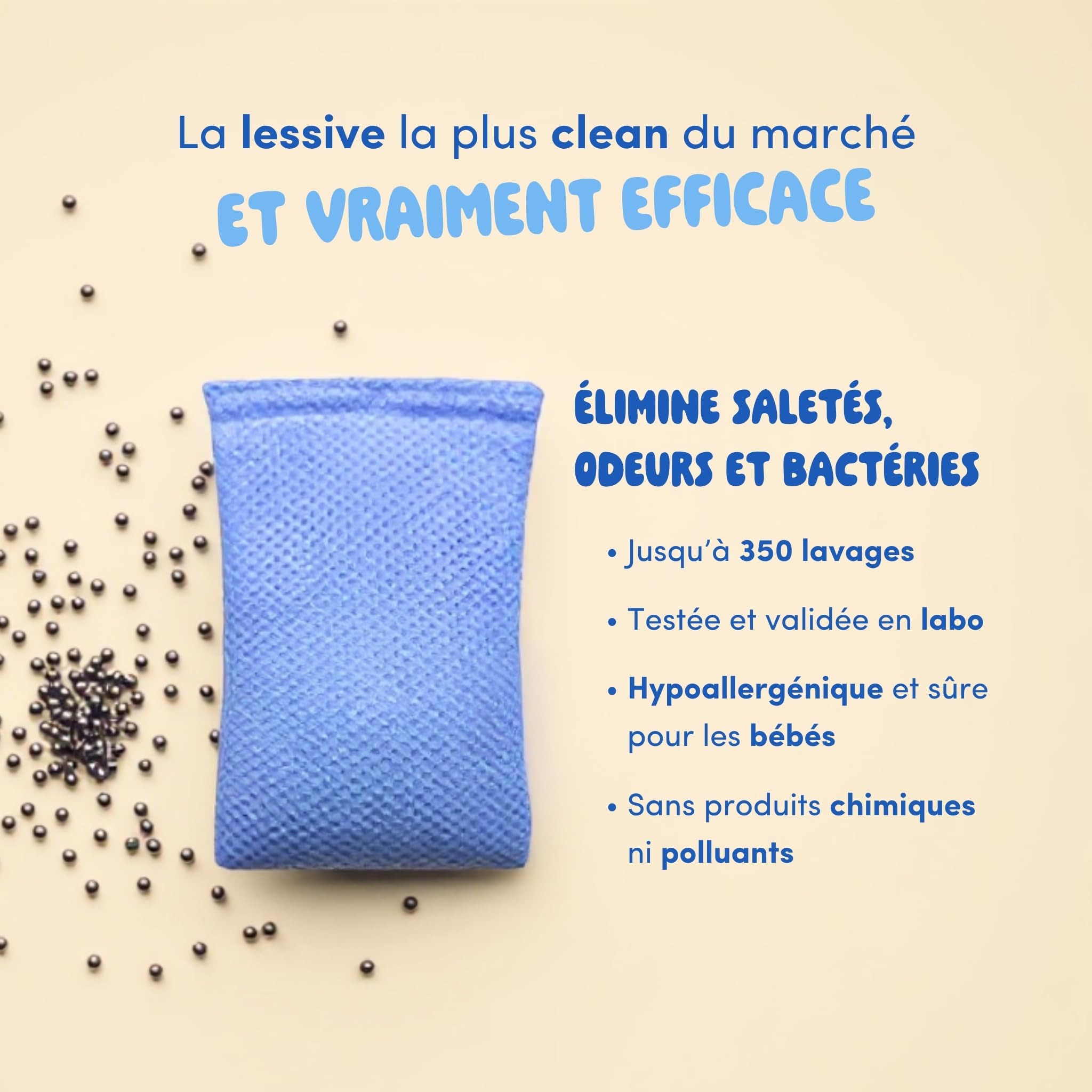 1 An de Lessive Ecologique, Hypoallergénique, Naturelle - 350 Lavages - Lessive Voyage - Pré-dosé - Lessive Hypoallergénique Bébé - Compatible Couche Lavables