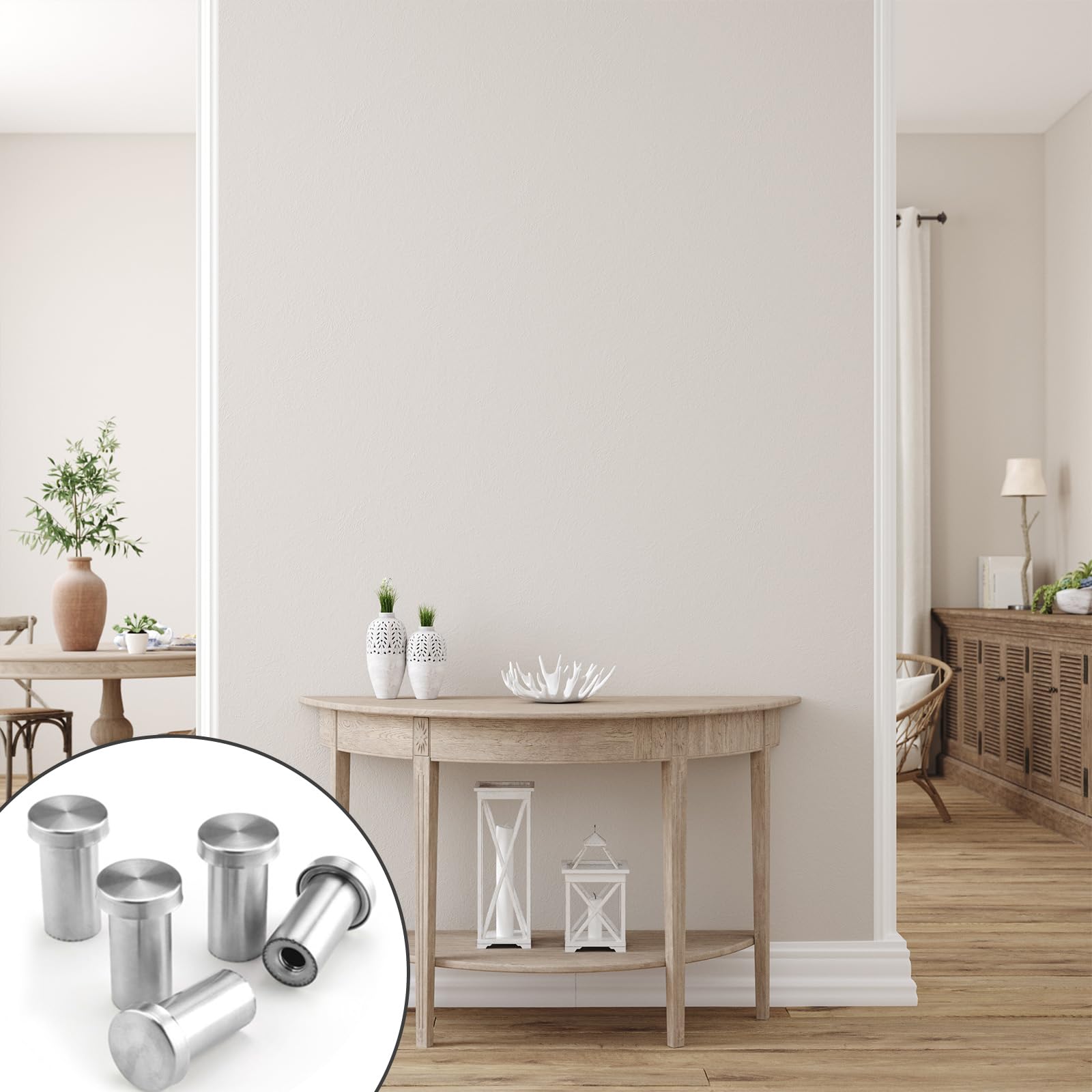 0XBIT Ganci A Muro Rotondi In Acciaio Inox Set Da 6 Pezzi – Porta Asciugamani E Accappatoi Per Bagno E Cucina – Design Minimalista, Facili Da Montare - 2