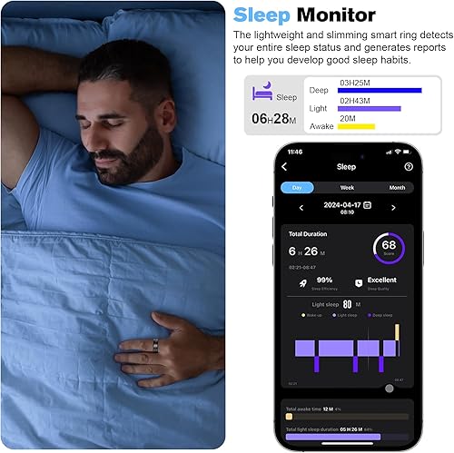 Miniatura 4 de Rastreador inteligente de salud con anillo para hombres y mujeres, anillo de fitness, carga rápida para uso duradero, para ejercicio podómetro,
