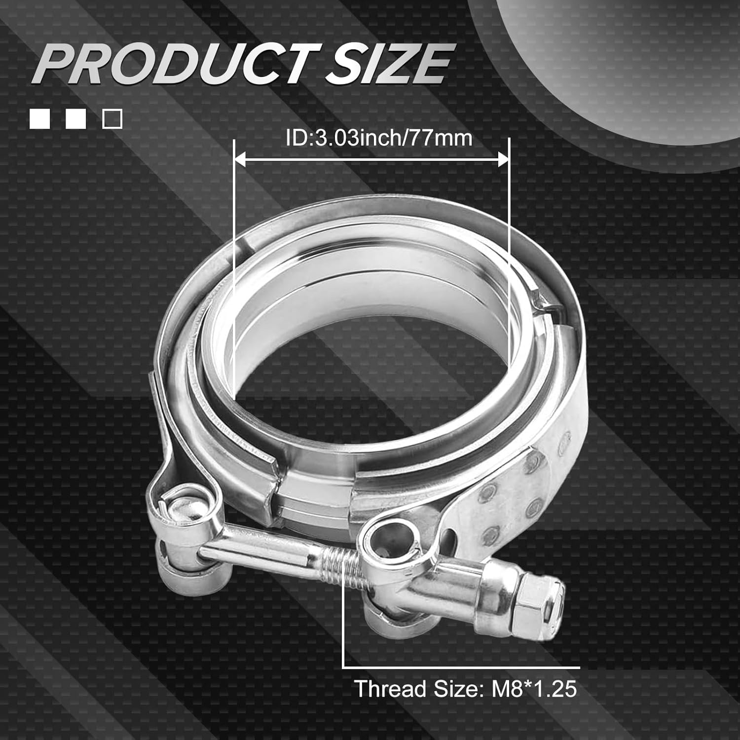 2.5" Universal Stainless Steel V Band Clamp Flat Flange Kit Assembly (2.5inch, 2PCS)