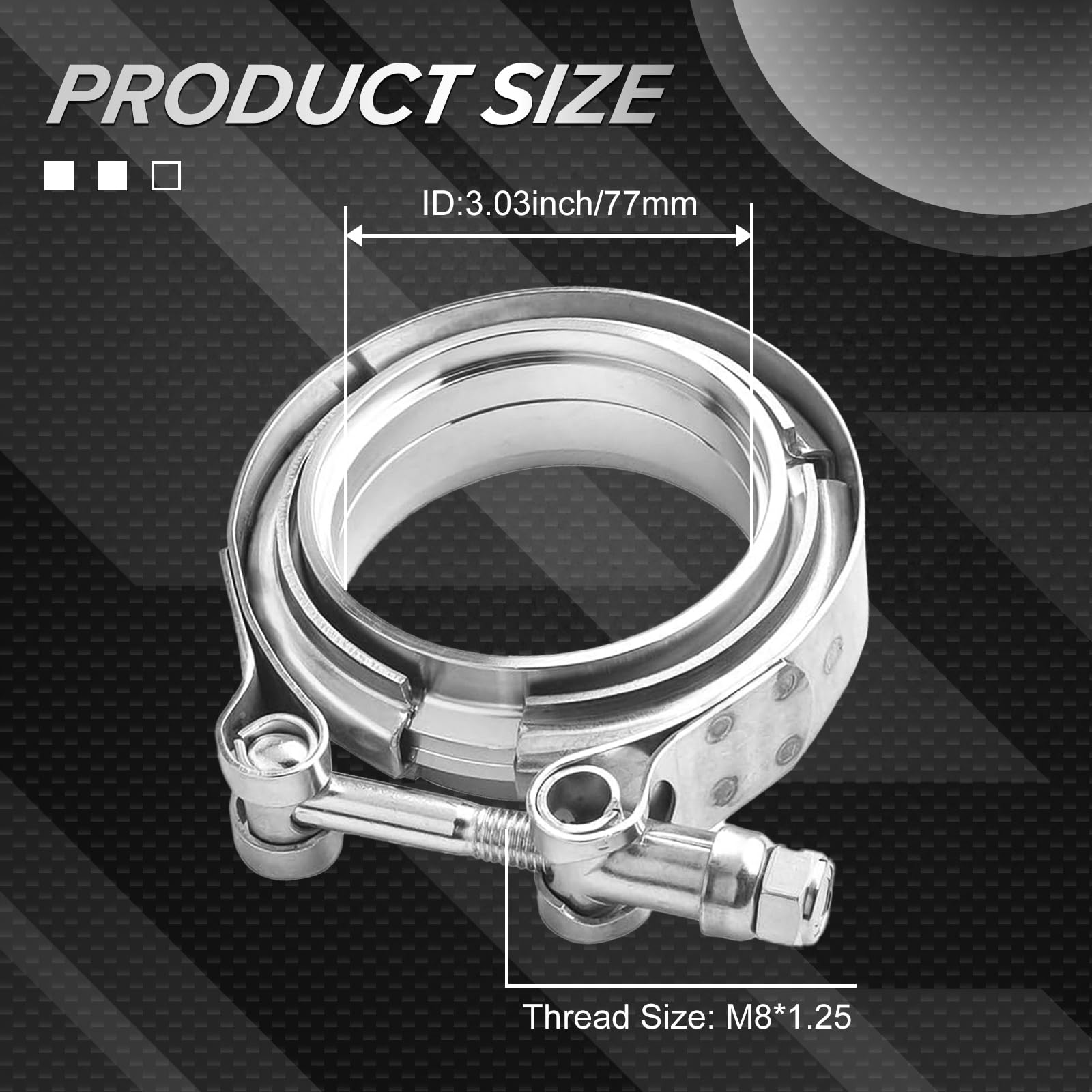 V-Band-Klemme, Edelstahl, 6,3 cm, Flansch-Set, 2 Stück Universal-Klemmen, perfekt für Turbo-Fallrohr.