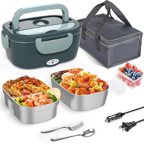 Miniatura 8 de Monteka Fiambrera eléctrica calentador de alimentos  Calentador de alimentos portátil a prueba de fugas para adultos para cochehogarcamión con