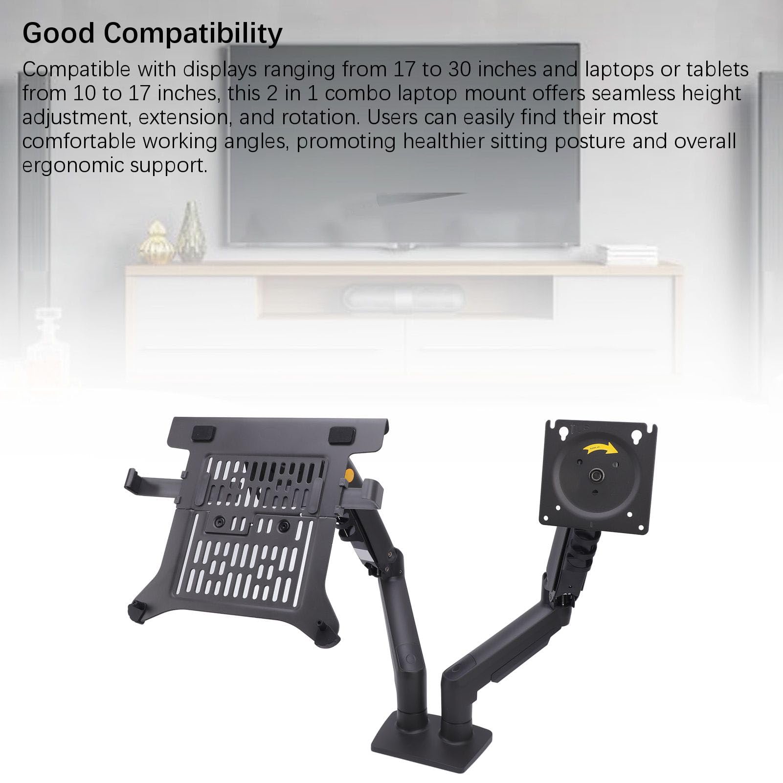 Fabater Supporto Regolabile per Laptop e Display F160-FP Robusto Supporto Combinato 2 in 1 per Programmatori di Giochi da Lavoro Display da 17-30 Pollici Laptop da 10-17 Pollici