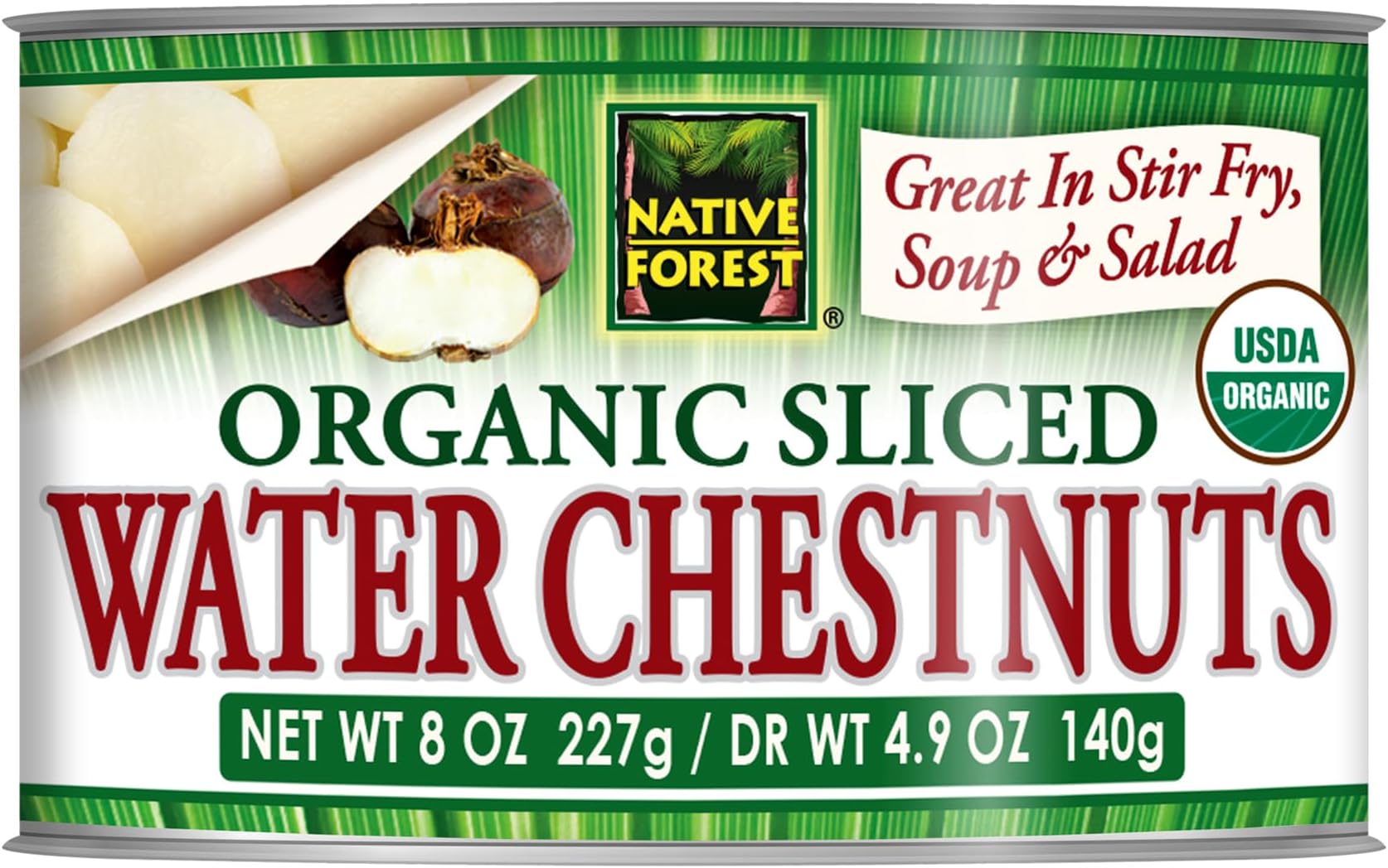 Organic Sliced Water Chestnuts - Water Chestnuts Sliced Canned Organic, Water Chestnuts Canned, USDA Organic - 8 Ounce (Pack of 6)