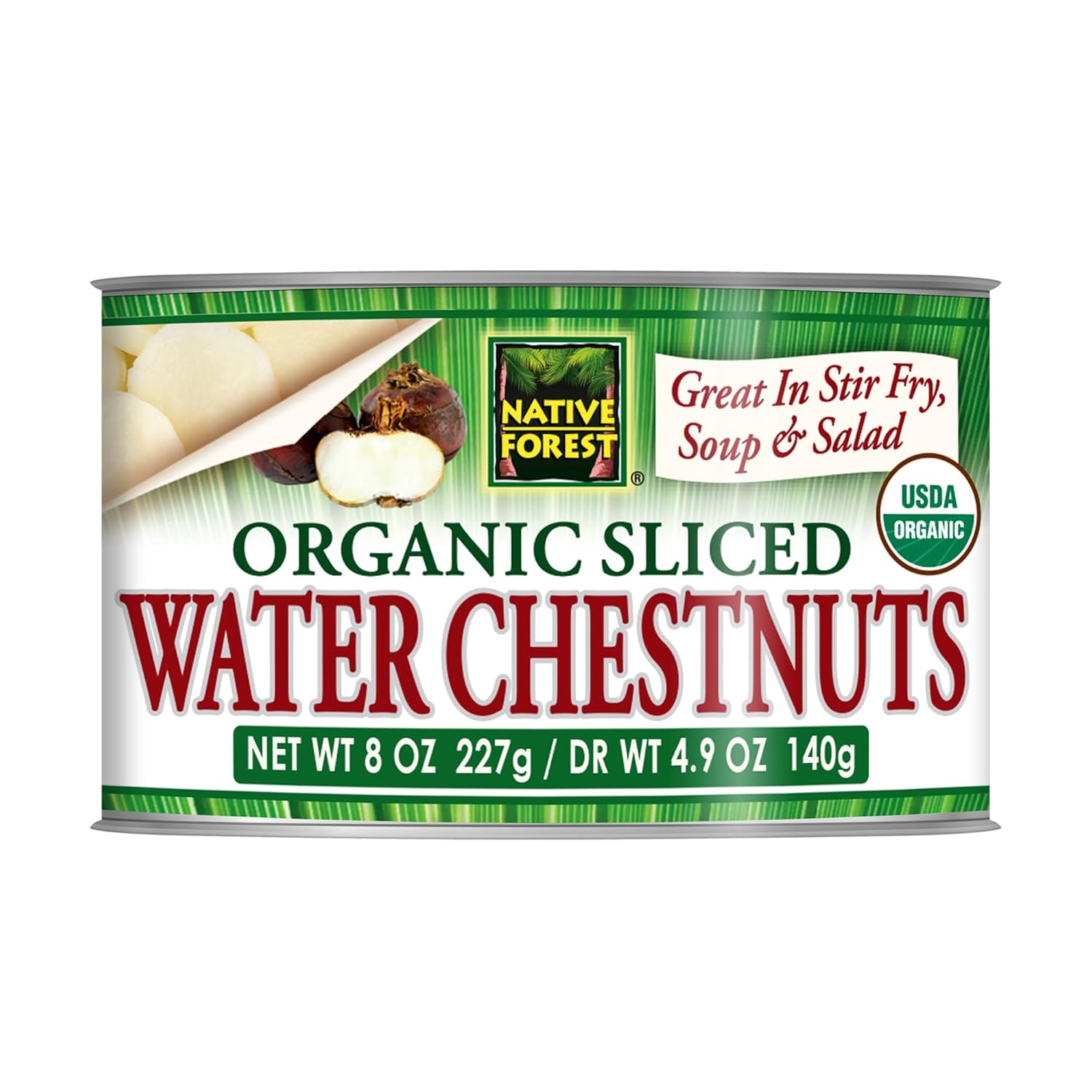 Native Forest Organic Sliced Water Chestnuts – Water Chestnuts Sliced Canned Organic, Water Chestnuts Canned, USDA Organic – 8 Ounce (Pack of 6)