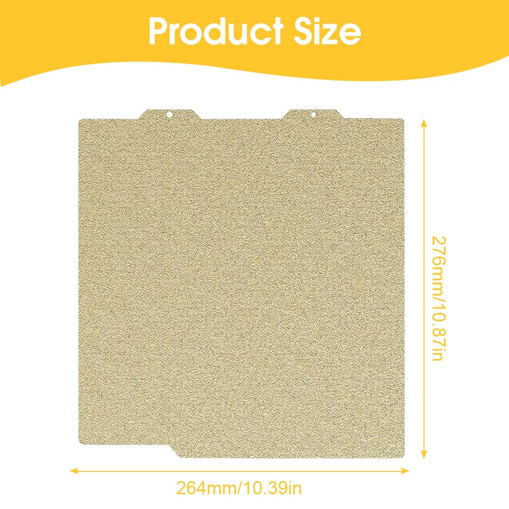 Płyta drukująca PEI dwustronna platforma druku, NAJILI elastyczny arkusz PEI, stal sprężynowa 264 x 276 mm, do drukarek 3D z kompatybilnością łóżka grzewczego (złota)